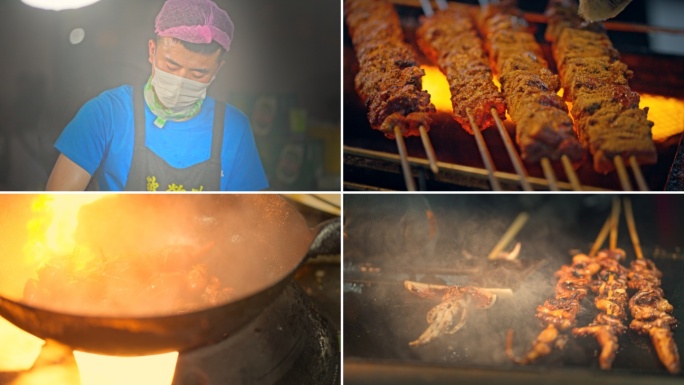 夜市烧烤小吃美食街夜市夜生活城市烟火气