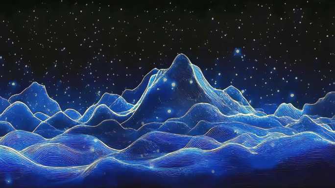 【宽屏循环】梦幻国风蓝色粒子山水唯美背景