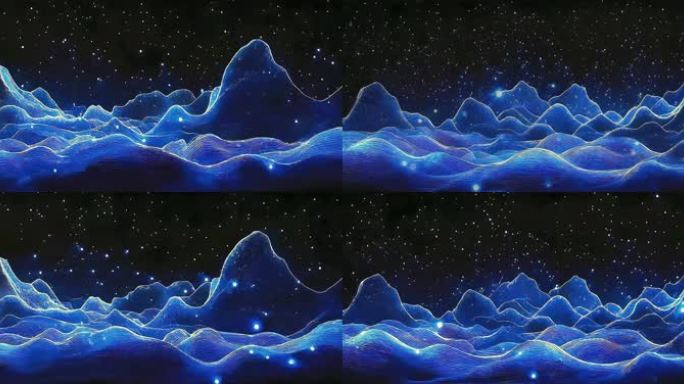 【宽屏循环】梦幻国风蓝色粒子山水唯美背景