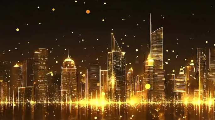 【宽屏循环】万家灯火金色粒子城市循环01