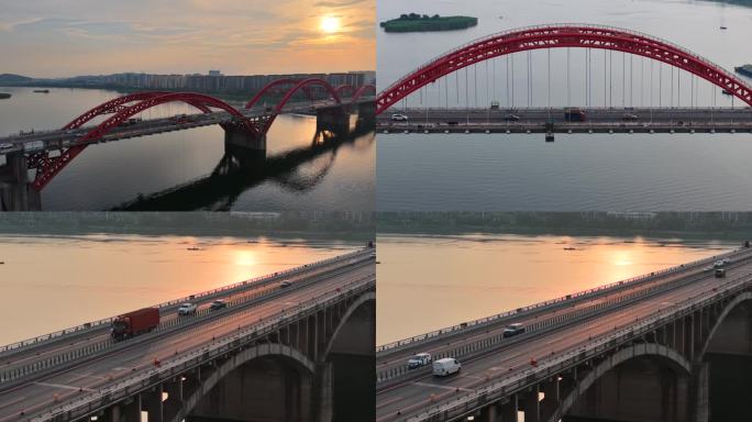 长沙湘江特大桥夕阳下