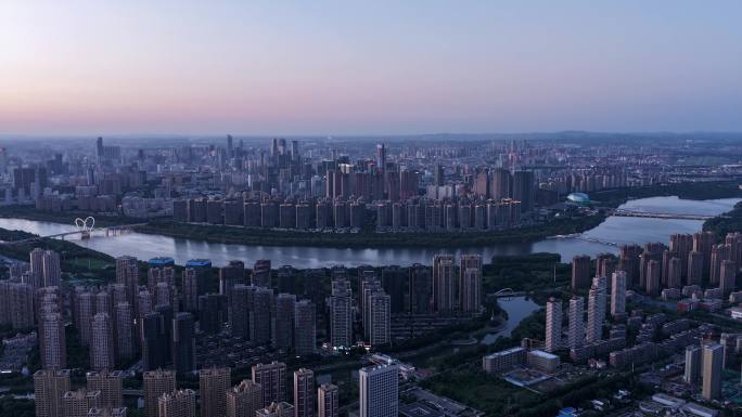 浑河日转夜航拍延时