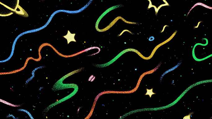 梦幻星际线条元素霓虹宇宙星空涂鸦VJ背景