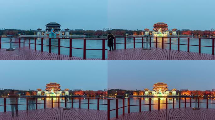 西安大唐芙蓉园紫云楼大范围日转夜延时