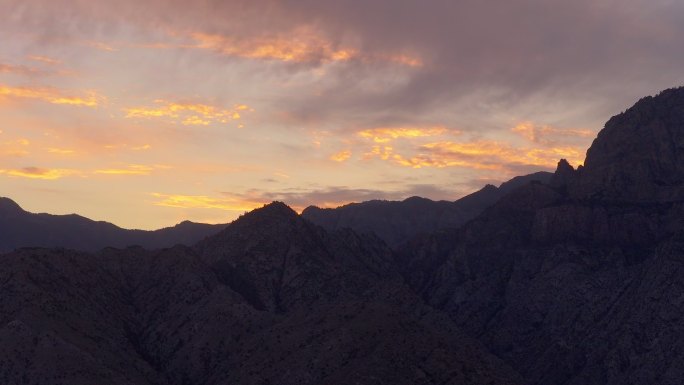 航拍宁夏贺兰山日落 延时