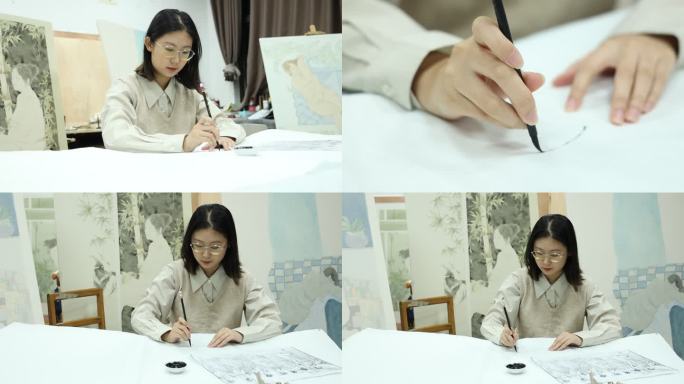 女子书画创作