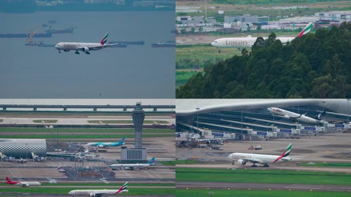 阿联酋航空 波音777客机降落深圳机场