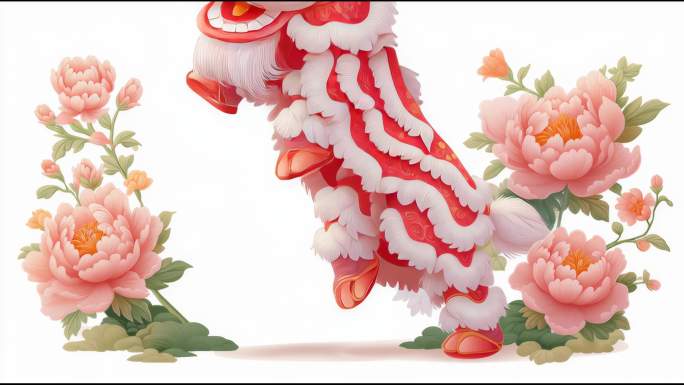 国潮风新年舞狮表演