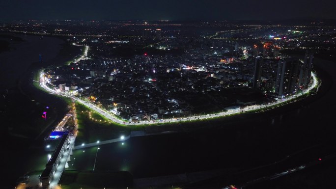 北江大堤夜景 佛山三水芦苞夜景