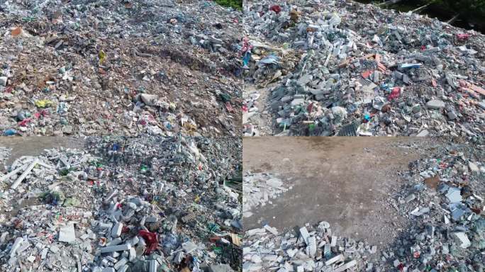 城市垃圾处理 鸟瞰建筑垃圾 垃圾处理厂