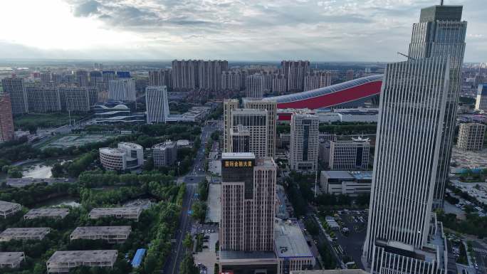 航拍哈尔滨松北金融区风光