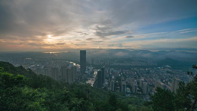 诸暨城市延时摄影 暨阳日出