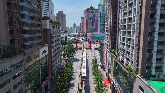 重庆杨家坪步行街航拍4K