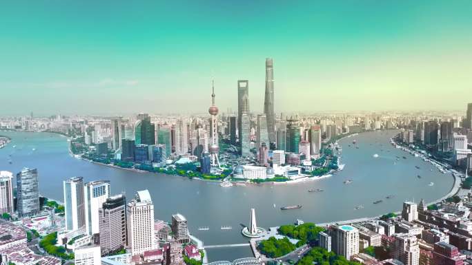 上海外滩陆家嘴航拍延时