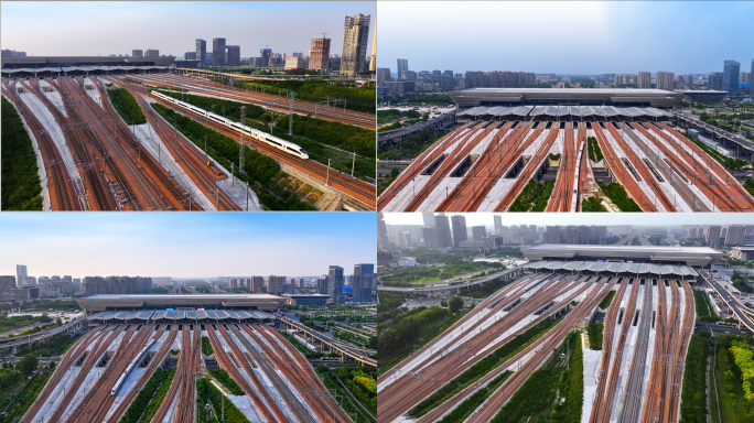 郑州高铁枢纽航拍延时