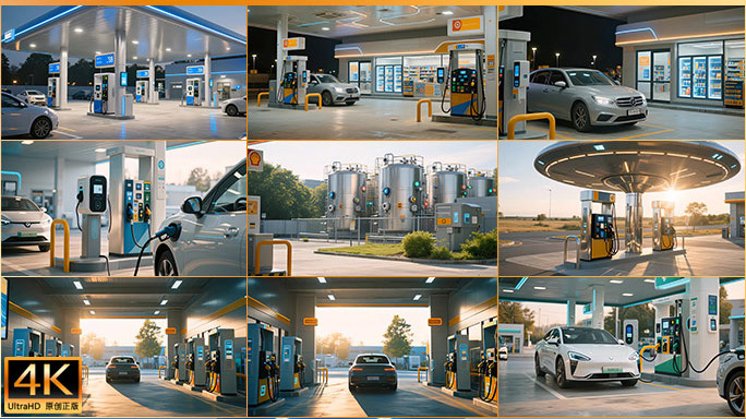 加油站与充电桩 新能源汽车充电站加氢气站