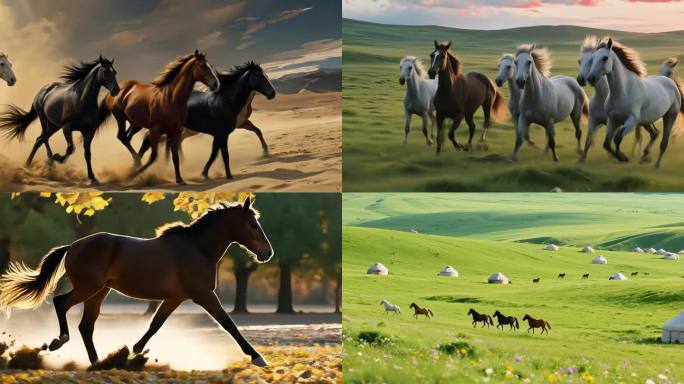 草原骏马奔腾合集