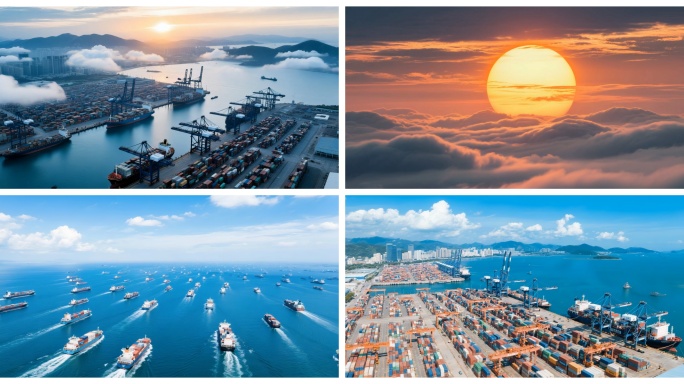 现代港口码头集装箱海上货运贸易物流合集