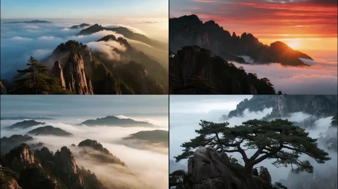黄山云雾缭绕的壮丽山河
