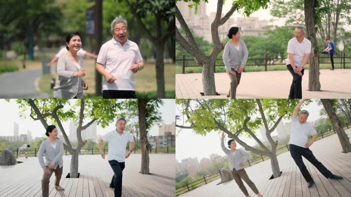 老年人在公园锻炼 老人在公园跑步锻炼身体
