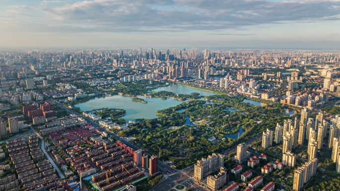 天津水上公园航拍延时