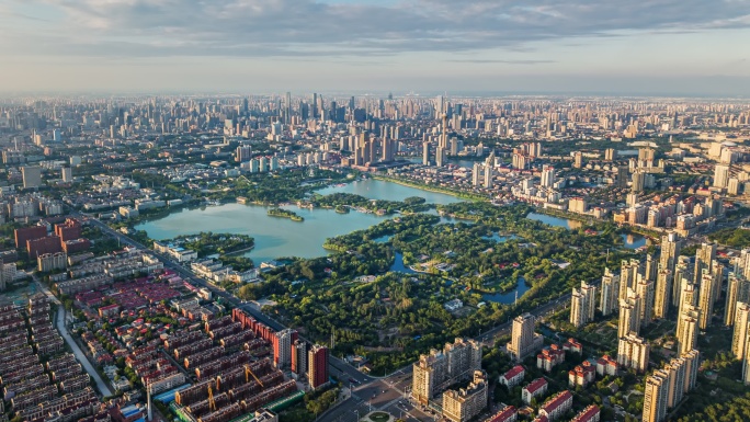 天津水上公园航拍延时
