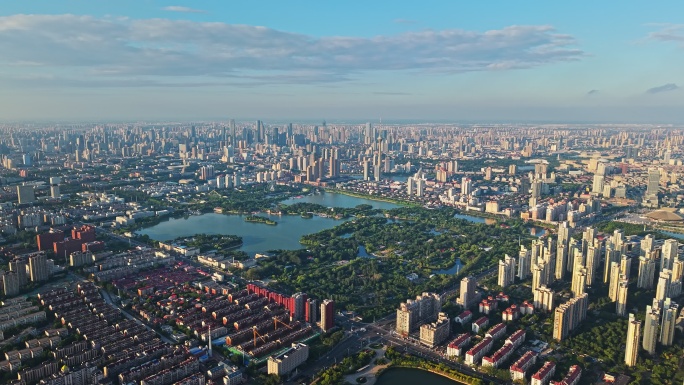 天津南开水上公园全景航拍