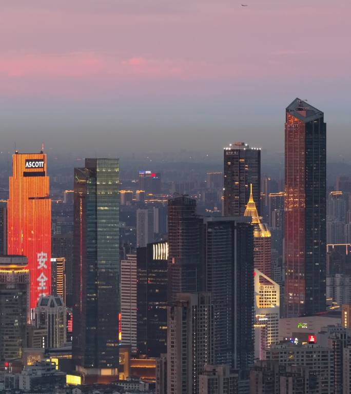 无锡市中心黄昏竖拍夜景