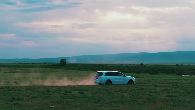 越野车驰骋草原风光