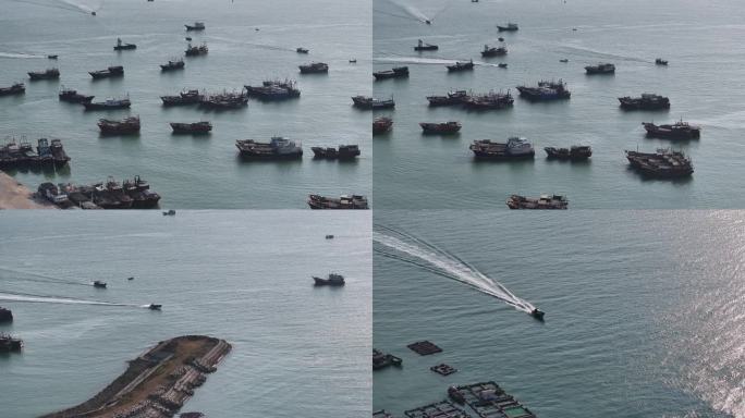 海上渔船繁忙作业景象