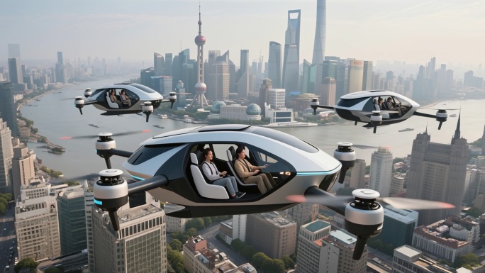 未来城市空中交通无人驾驶飞行汽车