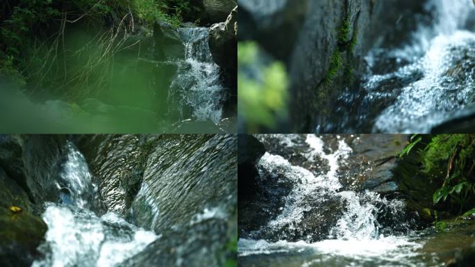 山间流水潺潺清澈溪流岩石