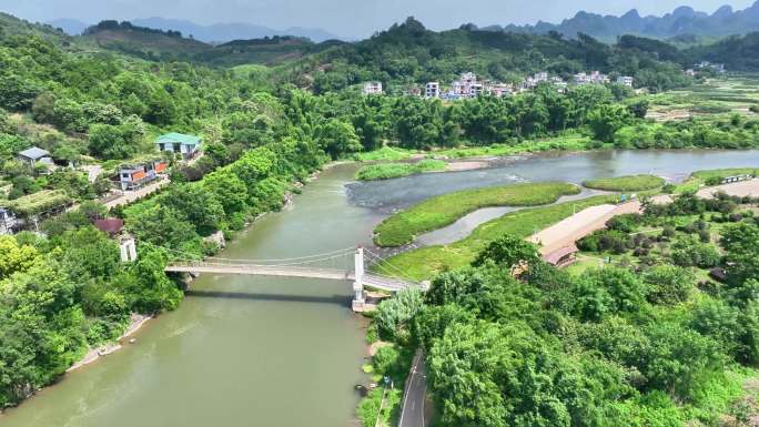 广西荔浦夏日荔江湿地江河乡村风光4K视频