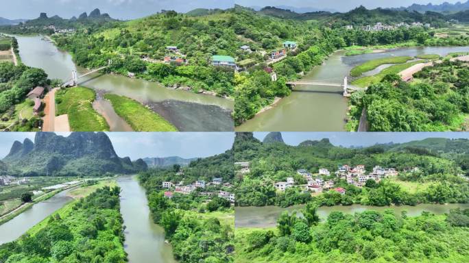 广西荔浦夏日荔江湿地江河乡村风光4K视频