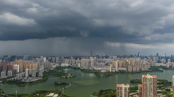 武汉航拍暴雨台风雨幡雨瀑奇观云奇景自然
