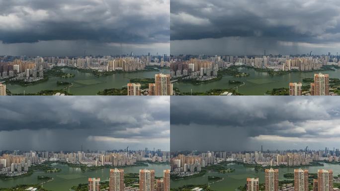 武汉航拍暴雨台风雨幡雨瀑奇观云奇景自然