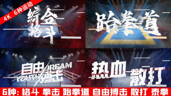【6个格斗字幕】体育运动文字标题热血破碎