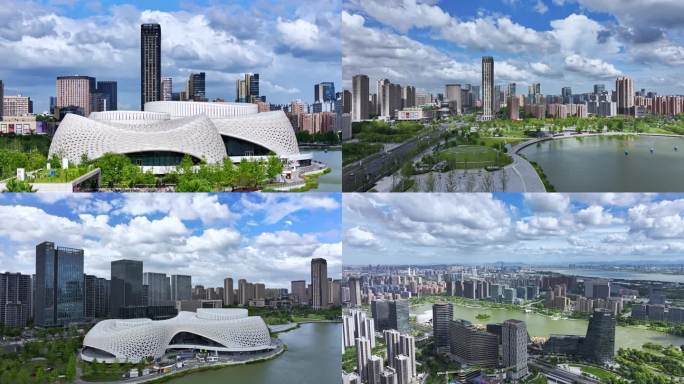 杭州钱塘区下沙金沙湖蓝天白云