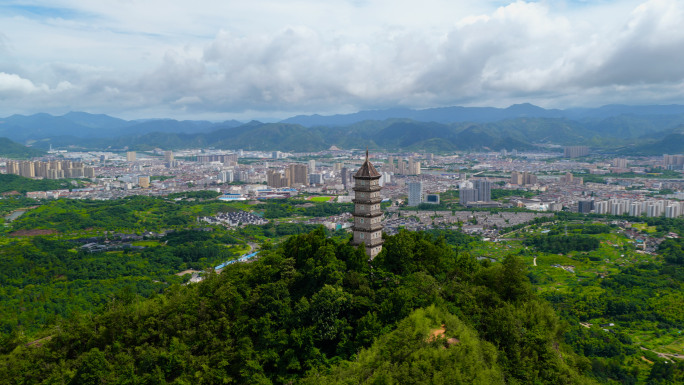 天台城市赤城山航拍6k