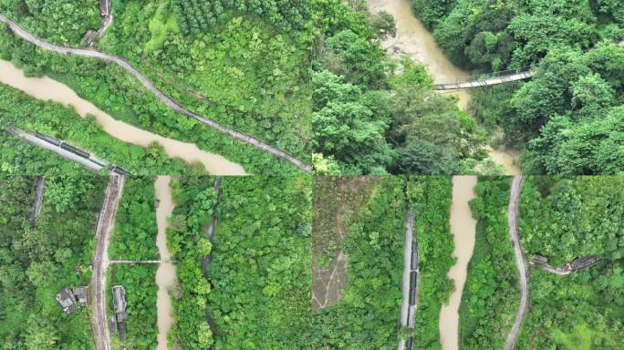 森林道路 铁轨米轨 吊桥云海航拍4K素材