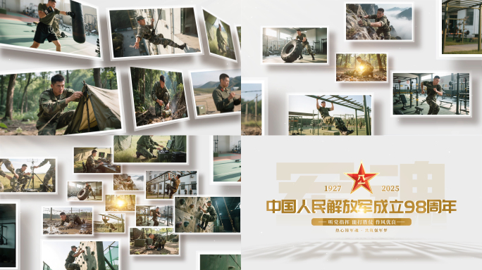 （无插件）建军节图片轮播照片汇聚
