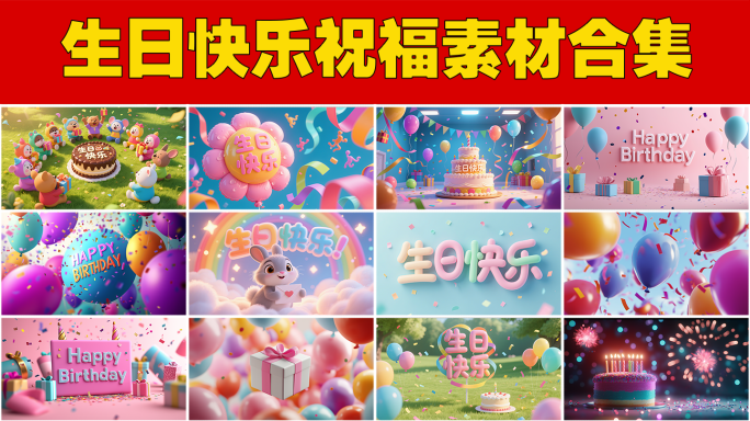 生日快乐温馨庆祝生日通用生日快乐卡通视频