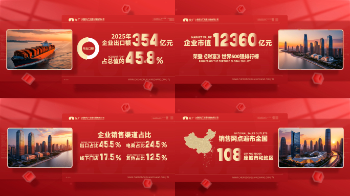 简洁红色党政图文数据包装展示