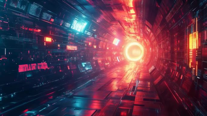 未来科技时空隧道赛博朋克隧道穿梭