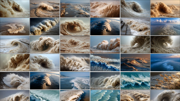 钱塘江潮水涨潮 汹涌澎湃的潮水 潮水