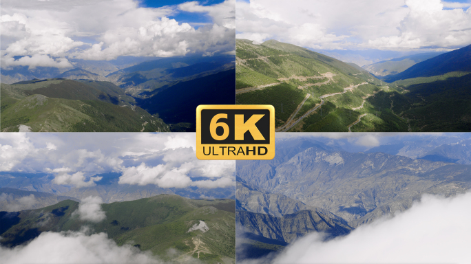 6K-蜿蜒的国道214山路壮丽山景