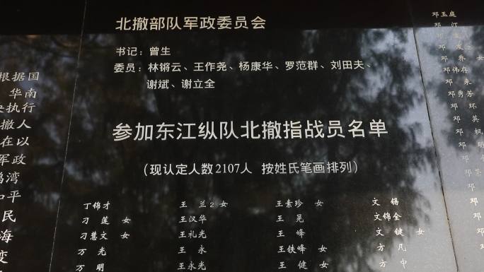 东江纵队北撤指战员名单