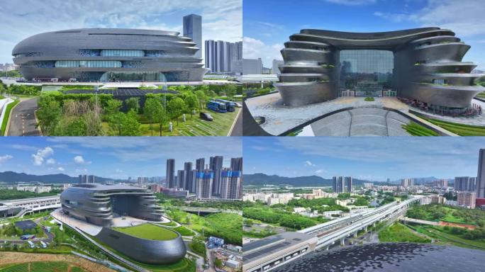深圳科学馆景观航拍 深圳光明城市建筑风光