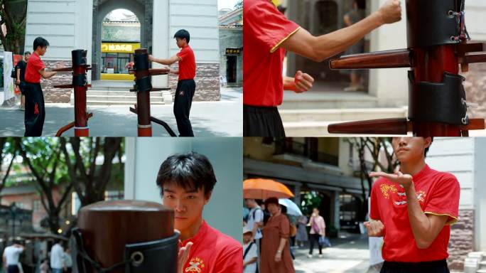 中国功夫咏春叶问武术打木桩外国人学咏春