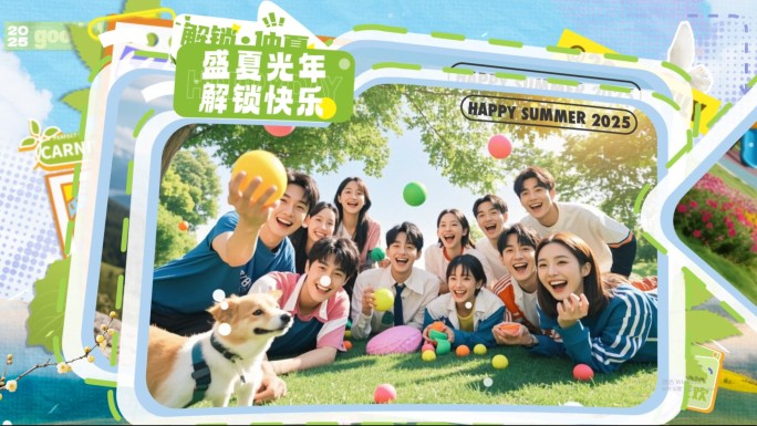 夏季拼贴综艺活动快闪绿色动感图文快剪